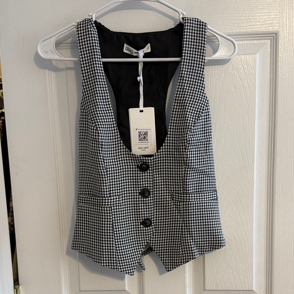 Grace Karin Black and White Vest